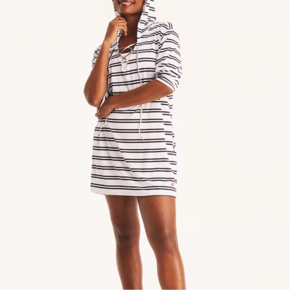 Nautica UPF 30+ Striped Hooded Swim Cover-Up NWT - Picture 1 of 11